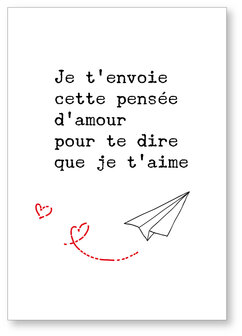 Carte de voeux Wood Je t&#039;envoie cette pens&eacute;e d&#039;amour pour te dire que je t&#039;aime