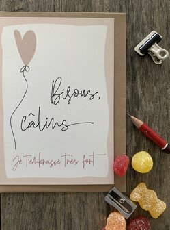 Carte de voeux Valentin love Bisous C&acirc;lins