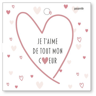 Carte petite Valentin Love Je t&#039;aime de tout mon coeur