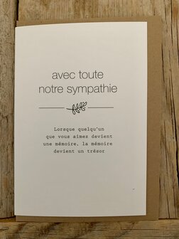 Courage carte condol&eacute;ance Avec tout notre sympathie